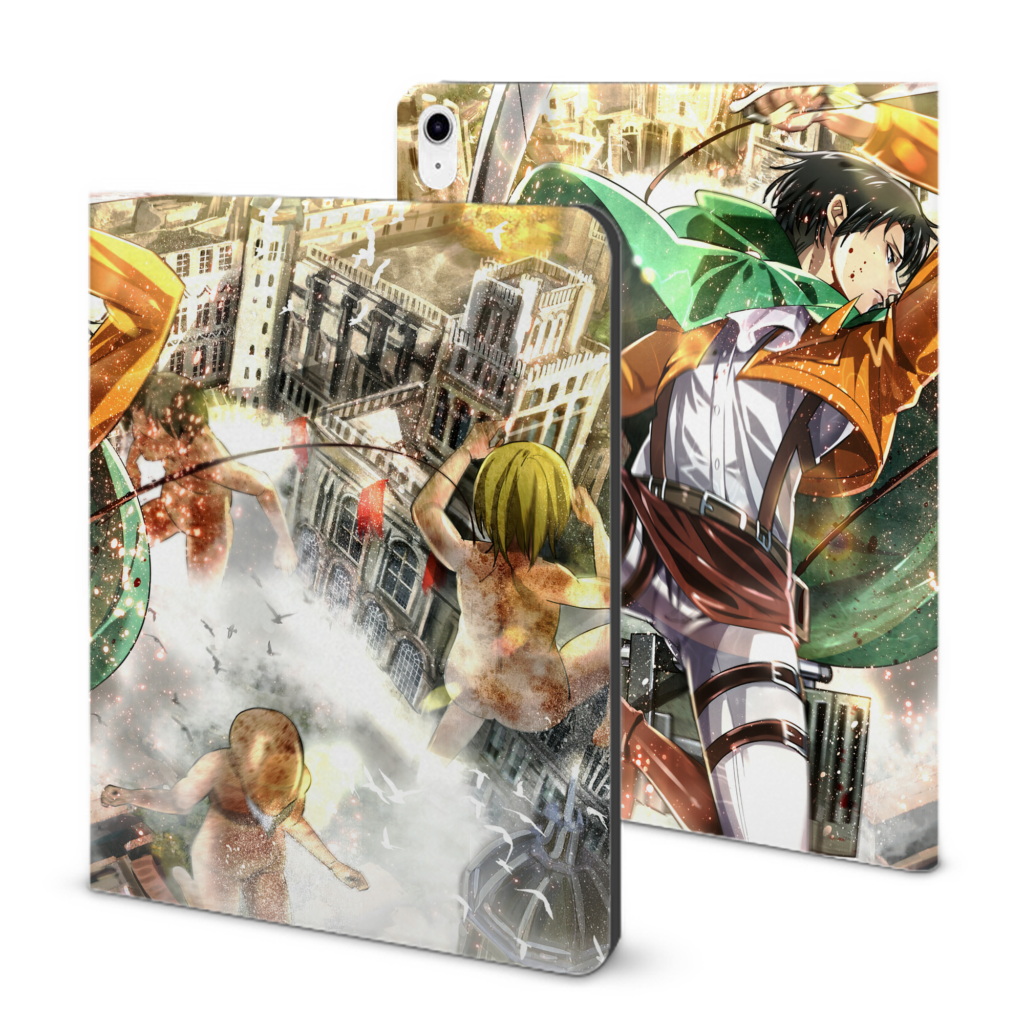 （画像用） 進撃の巨人 Attack on Titan IPad ケース ブック型 PUレザー TPU 耐衝撃 軽量 薄型 ペン収納なし 全面保護 IPad 各モデル対応